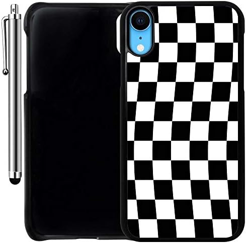 Custom Case Compatible with iPhone XR (Checkered Flag Finish Line) Plastic Black Cover Ultra Slim | Lightweight | Includes Stylus Pen by Innosub