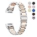 Oitom Stainless Steel Bands Compatilbe with Charge 2,Premium Stainless Steel SS Metal Replacement Watch Band Strap for Smart Fitness Watch(Silver/Rose Gold)