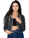 American Apparel Women Cropped Flex Fleece Zip Hoodie