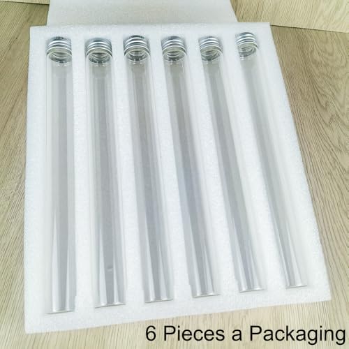 Jarvials 6 Pièces 90ml de Fiole en Verre Transparente de avec Couvercle en Aluminium, Tube a Essai Verre, Etc, Approprié à La Décoration de Laboratoires Scientifiques (6,90ml)