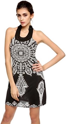 SFY Women's floral prints strap dress Classic Collar Exotic Summer Mini Dress