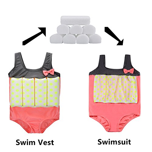Wowelife Baby Float Suit with Arm Bands Toddler Floating Swimsuit with 8 Removable Buoyancy Sticks for Boys and Girls, 1-4 Years (Light Pink, M(Chest 23.5,Length 17.5inch))
