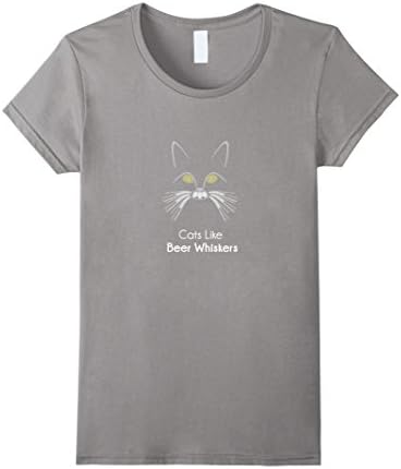 Womens Cats Like Beer Whiskers Funny Hops and Barley Tshirt Large Slate