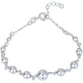 Vanbelle Sterling Silver Jewelry - Rhodium Plated with 925 Stamp - Sewn Silver Beaded Bracelet - Beautifully Handcrafted for Women - 6.5" Long + 1" Extender