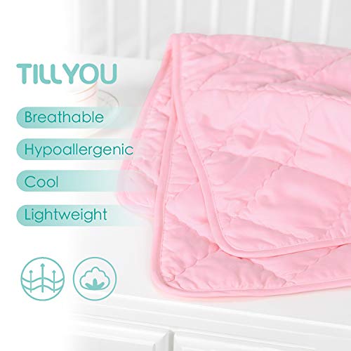 TILLYOU Ultra Soft Microfiber Toddler Quilt- Comfy Lightweight Baby Quilted Blanket for Girls - 39" x 47" Multi-Use Kids Comforter-Pink - Thumbnail 3