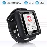 Mymahdi Sport Music Clip,8 GB Bluetooth MP3 Player with FM Radio/Voice Record Function,Touch Screen Player,Max Support up to 128GB, Black