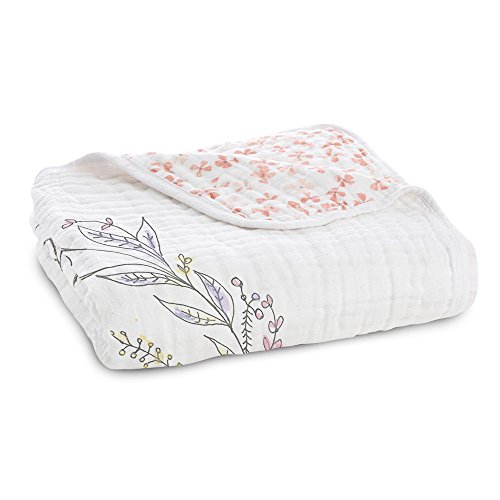 aden + anais Dream Blanket, 100% Cotton Muslin, 4 Layer lightweight and breathable, Large 47 X 47 inch, Birdsong - Noble Nest