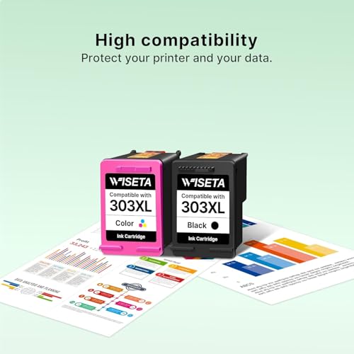 303XL 303 XL Ink Cartridges Black and Colour Replacement for HP 303 303XL Ink Cartridges Combo Pack for HP Envy Photo 6200 6230 7100 7134 7234 6234 6220 7830 7855 7130 7120 7900 Tango X(2-Pack)
