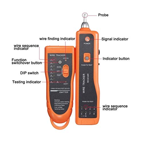 Network Toner RJ11 RJ45 Network Cable Tester Lan Tracker Wire Finder Cat5 Cat6 with 2 Network Wire Stripper Toolkit Orange