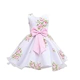 Weixinbuy Girls Dance Pageant Birthday Flower Printed Bowknot Sleeveless Dress