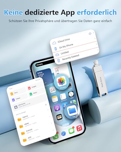 [Without App] USB Stick 512 GB for iPhone MFi Certified, Lncnnk 3 in 1 Flash Drive, Lightning USB 3.0 Memory Stick Photo Stick, USB C Stick for iPhone/iPad/OTG Android Mobile Phone/Mac/PC, Silver