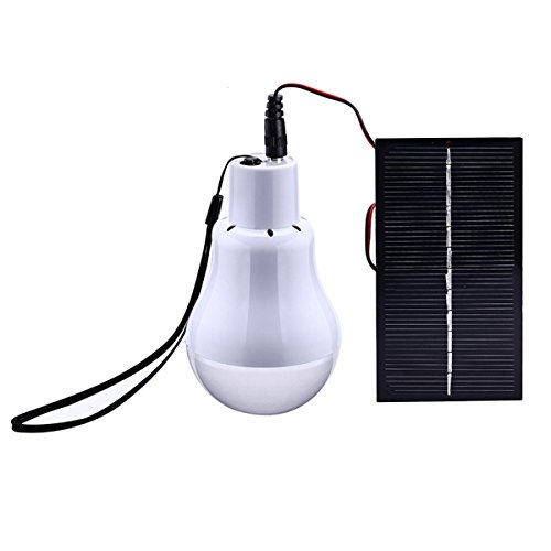 Leorx Novelty Solar Power Rechargeable LED Bulb Lamp Outdoor Camping Fishing Tent Lantern Light Bulb Home LED Emergency Light (White Light)