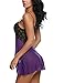 Avidlove Women Outfits Halter Irregular Lingerie Mini Nightwear Lace Babydoll Purple XL