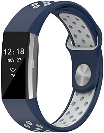 Iagree Silicone Band for Fitbit Charge 2,Soft Silicone Fashion Sport Strap Replacement Accessory Wristband with Hole for Fitbit Charge 2 HR Fitness Tracker Bands (No Tracker) (Dark blue)