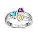 Ashleymade Personalized Mothers Rings with 3 Simulated Birthstones for Mom Family Name Rings for Grandmother Mother's Day Rings (Silver 4, 8)