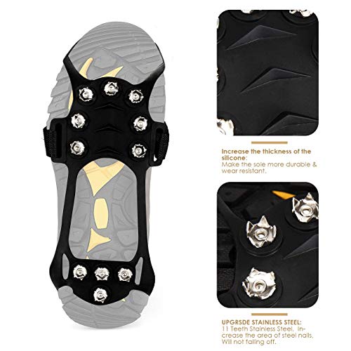Wirezoll Ice Cleats, Stainless Steel Traction Cleats, Portable Walk Spikes Crampons for Walking, Jogging, Hiking, Mountaineering Ice Snow Grips
