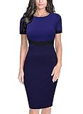 Miusol Women's Business Scoop Neck Optical Illusion Work Pencil Dress
