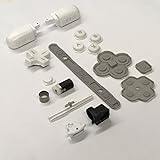 AWCHIP Complete White Button Set Rubber Pad hinge parts Lock Axle Shaft Hinge Barrel For Nintendo 3DS XL