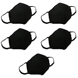Marygel 5 Pcs Reusable Washable Activated Carbon Cotton Warm PM 2.5 Dust Masks Flu Masks(Black 5 Pcs)