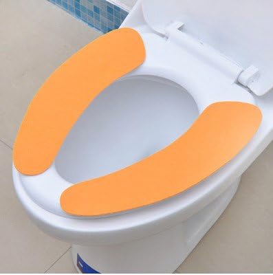 eSmart Self Adhesive Winter WC Bathroom Warming Toilet Seat Lid Cover Mat Pad Washable (Orange)
