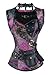 Charmian Women's Steel Boned Retro Goth Brocade Steampunk Bustiers Corset Top with Jacket and Belt Multicolored Large