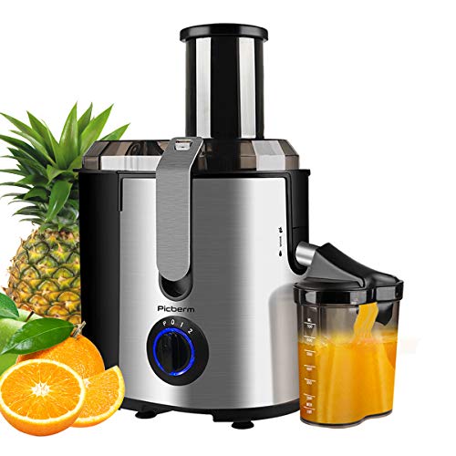 Juicer, Picberm Centrifugal Juicer Machines Easy to Clean, Wide Mouth Juice Extractor with Peeler, Brush & Recipes for Whole Fruits and Vegetables, Dual Speed Stainless Steel BPA-Free Juicers Dishwasher Safe, 800 W - Thumbnail 7