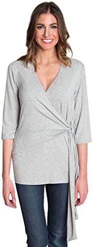 Udderly Hot Mama Whimsical Wrap Nursing and Pumping Top - Heather Gray, Size 3
