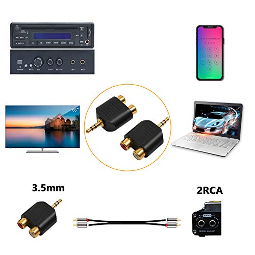 RCA Splitter (2-Pack of) Gold Plated RCA to 3.5mm Stereo to 2-RCA Male to Female Adapter,Audio Splitter Adapter, Dual RCA Jack Adapter - Thumbnail 3