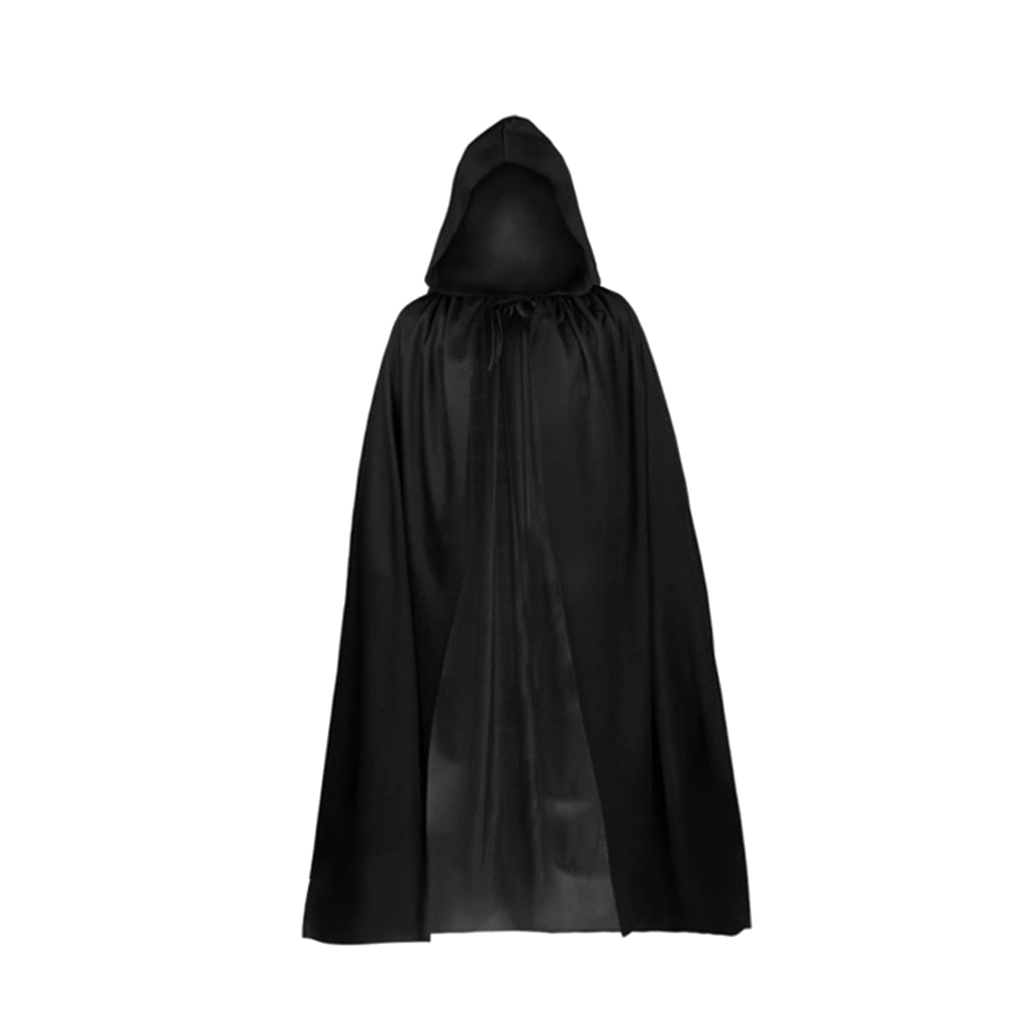 TSHAOUN Halloween Black Hooded Cape Witch Cosplay Accessories Adult/Kids Fancy Dress Costume for Masquerade, Halloween, Family Party, 140cm (Black)
