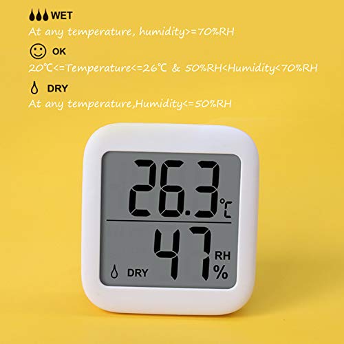 BeGrit Innen Hygrometer Thermometer für Baby-Raum-Temperatur Feuchtigkeit Feuchte Überwachung, digital einfach Sofort mit Lächeln/Unhappy Emotion Icon lesen (Weiß)