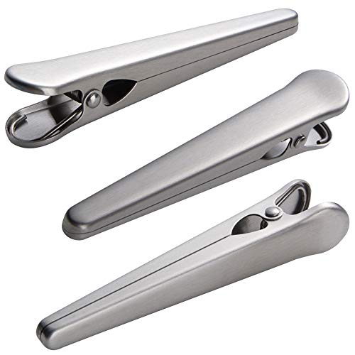 8 Packs Stainless Steel Chip bag Clips, DanziX 4.45Inch Length Jaw Sealing Clip for Reusable Storage Box/Food/Bread/Coffee Bags, Kitchen and Office Usage