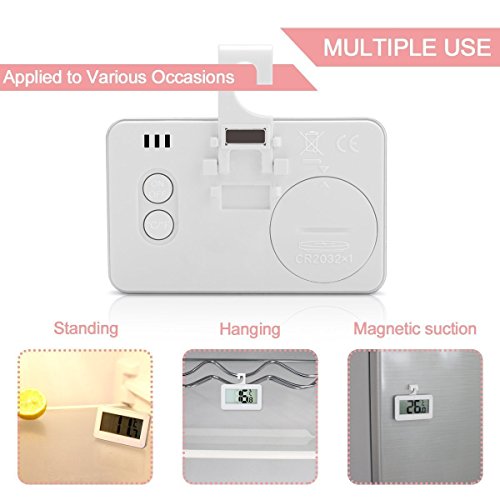 2Pack Digital Refrigerator Thermometer, iBetterLife Waterproof Wireless Fridge Freezer Room Temperature Monitor from -20 to 60 Degree w/Magnet, Hook & Large Big LCD Display for Home Indoor/Outdoor