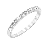 Sterling Silver Cubic Zirconia Stackable Half-Eternity Band Ring