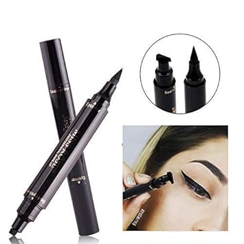 Miss Rose 2017 New Waterproof Eyes Liner Liquid Double-Ended Make Up Eyeliner Pencil (Black)