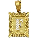 LoveBling 10K Two Tone Medium Block Initial Charm Pendant (A - Z)