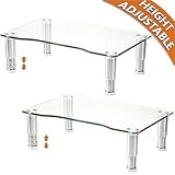 2 Pack Computer Monitor Riser with Height Adjustable Multi Media Desktop Stand for Flat Screen LCD LED TV, Laptop/Notebook/Xbox One
