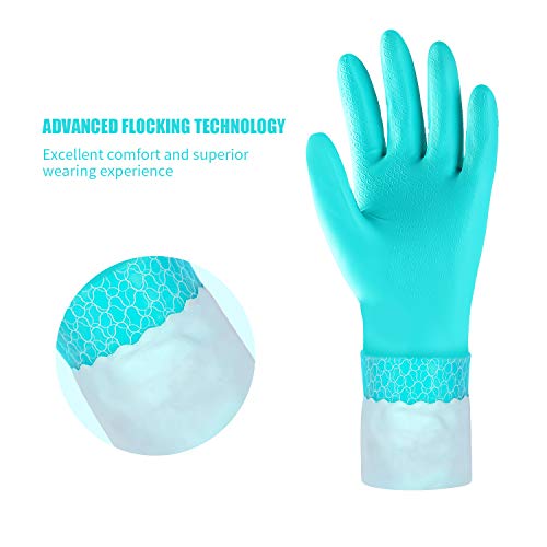 Reusable Dishwashing Cleaning Gloves with Latex Free, Long Cuff,Cotton