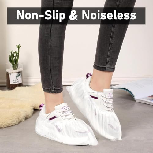 Disposable Shoe Covers, 100 Packs (50 Pairs) Boot Covers Non-Slip Shoe Covers for Indoor Shoe Protector Medical Boot Cover Rain Shoes Sneaker Bottom Protector Shoe Cover