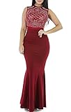 PRETTYGARDEN Women's Long Fitted Beading Sleeveless Mermaid Evening Gown Dress
