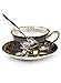Jucaihome Tea Cups and Saucers Sets Vintage Oil Painting Porcelain Teacups with Saucer and Spoon For Tea Party