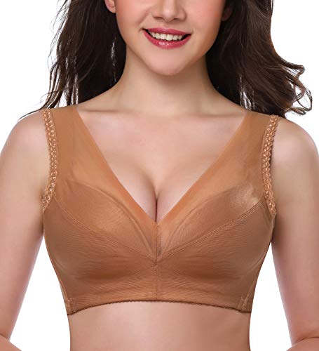 HANSCA Women's Push Up Wirefree Bra Lightly Padded Full Cup Cleavage Bra Plus Size Comfort (Pecan, 36B) - Thumbnail 7