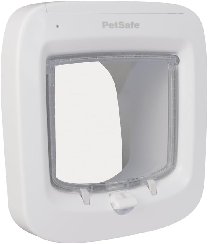PetSafe Microchip Cat Door Exterior Interior 4-Way Lock Weatherproof White