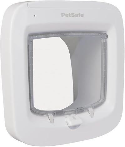 PetSafe Microchip Cat Door Exterior Interior 4-Way Lock Weatherproof White