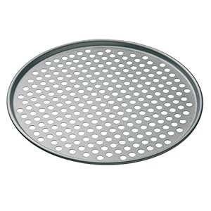 KitchenCraft Pizzabakplaat, ronde pizzaplaat met gaten, antiaanbaklaag ovenplaat voor pizza en flambée, pizzaset…