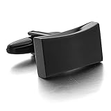 Men's Stainless Steel Cufflinks Black Classic Wedding (with Gift Bag)