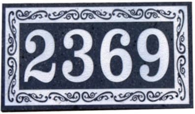 Granite address plaque black granite custom engraved with premium scroll border and your address. Customize on this listing.