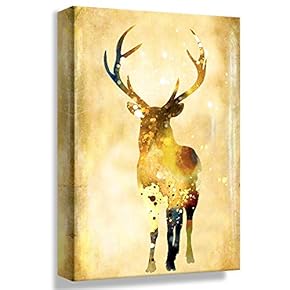 B2T Rusty Deer Painting Artwork for Home Framed