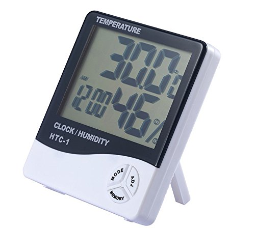 Phlizon Humidity Monitor with Thermometer and Clock,With Use Manual, 3-in-1 Digital Weather Station With Humidity Meter Temperature Gauge, Time Display and Built-in Clock, for House Indoor Plant