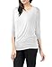 TWINTH Womens 3/4 Sleeve Dolman Drape Top with Side Shirring Loose Fit Tunic Top Plus Size White XX-Large