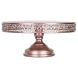 Amalfi Décor Rose Gold 16 Inch Cake Stand, Round Metal Wedding Birthday Party Dessert Cupcake Pedestal Display Plate